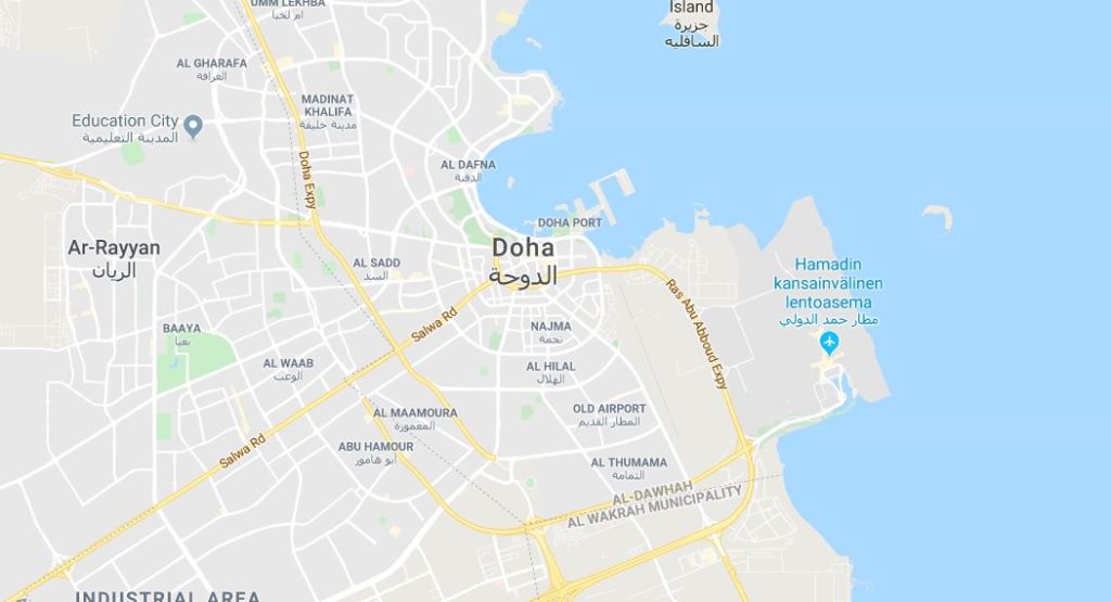 Dohan lentokenttä kartta