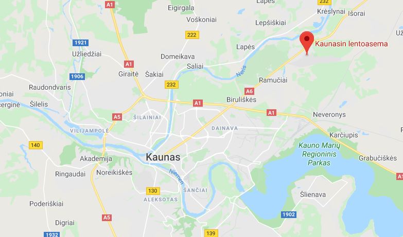Kaunas lentokenttä kartta