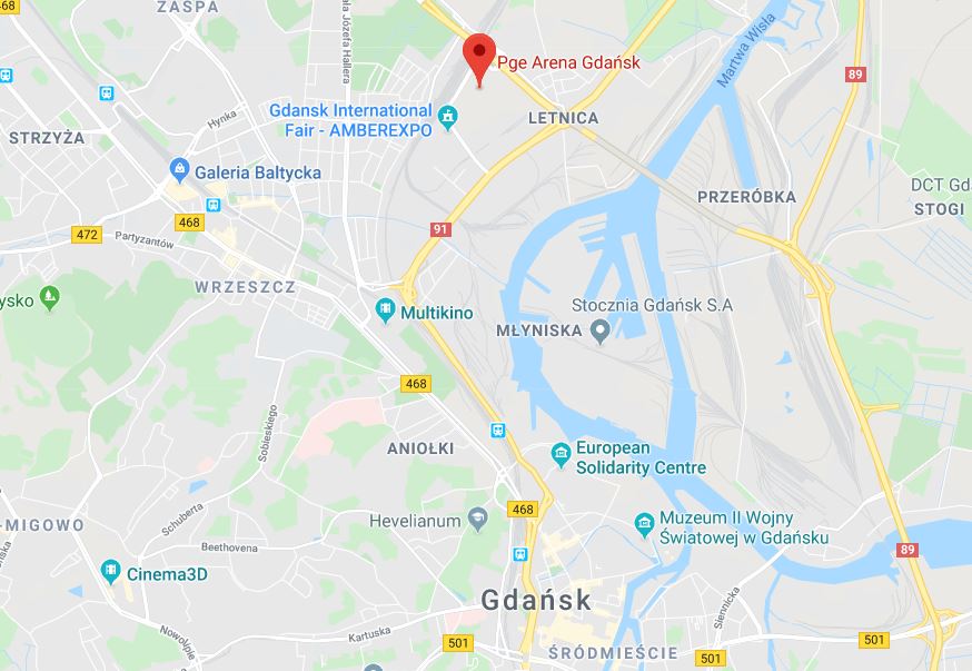 Gdansk arena kartta