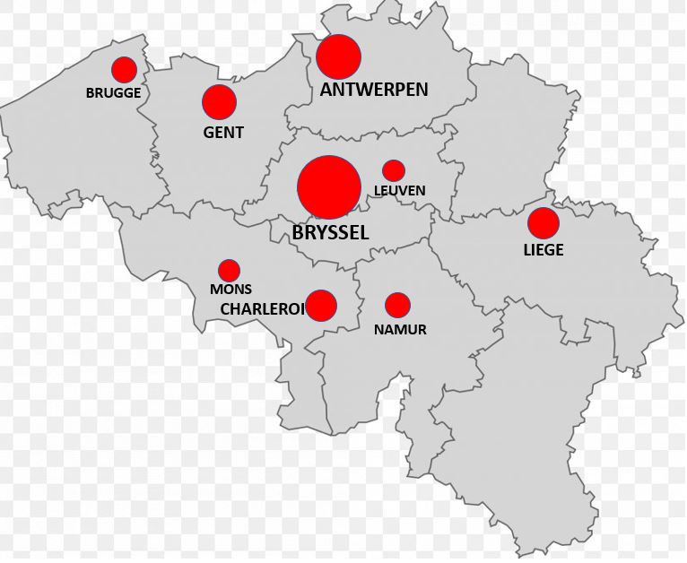 Belgian kaupungit kartta