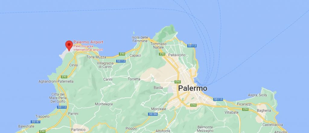 Palermon lentokenttä kartta